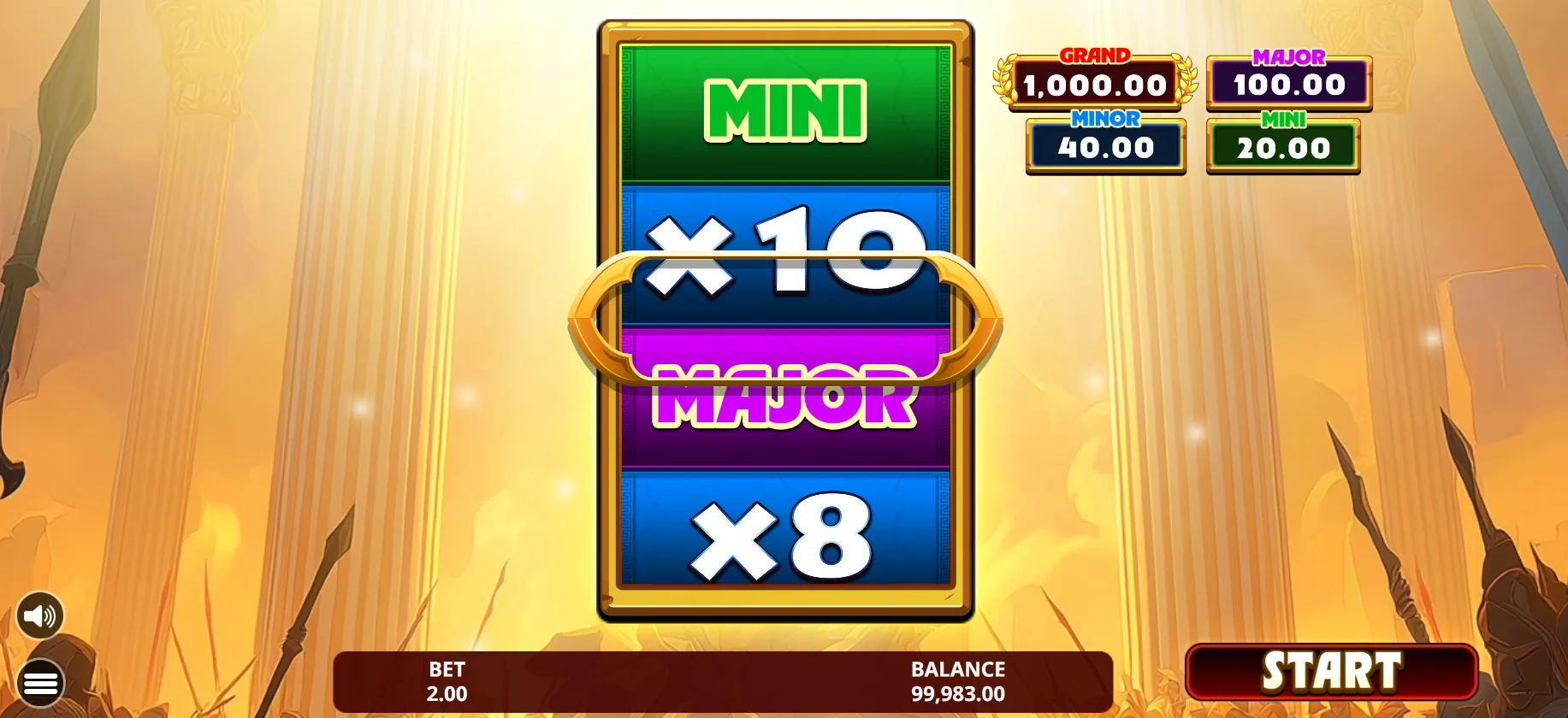 Law of Athena - attivazione del Treasure Bonus con ruota dei premi